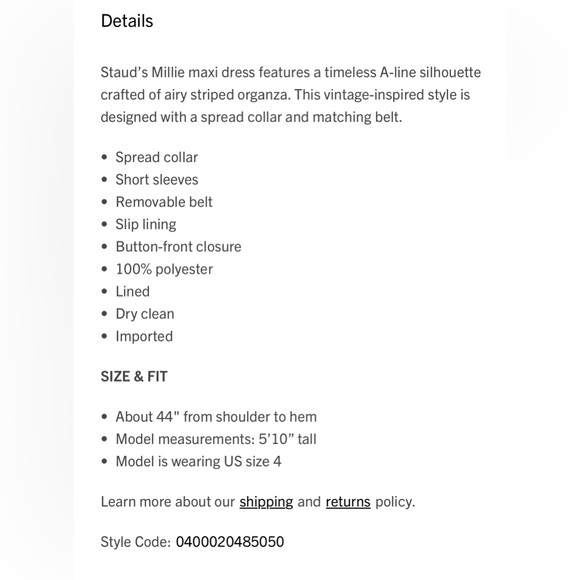 STAUD Millie Belted Striped Blue and White Maxi Organza Dress - Picture 16 of 16